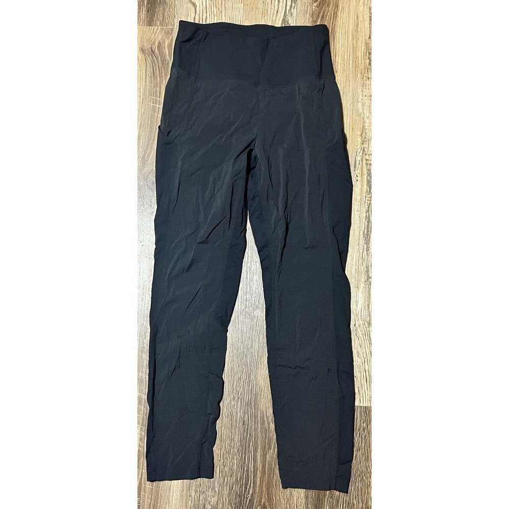 Athleta Trekkie Hybrid Crop Tight Leggings Pants Outdoor Black Side Pockets Sz 2